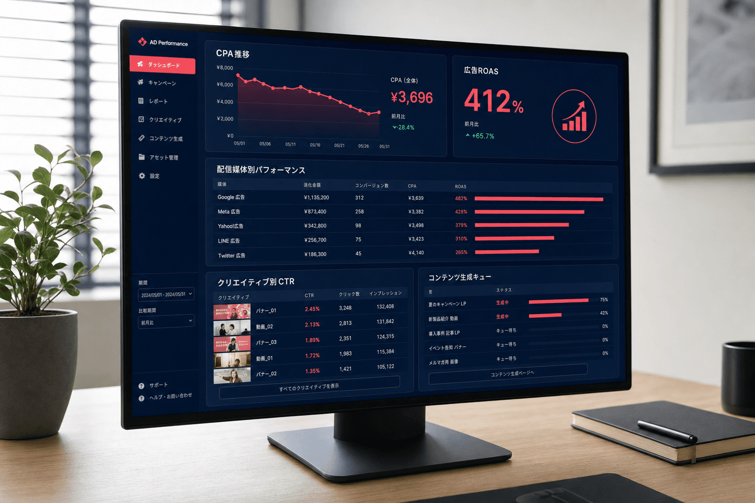 マーケティングAIのダッシュボード画面イメージ